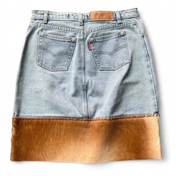 Denim & Cowhide Mini Skirt | Y2K Western Dream - Picture 2 of 4